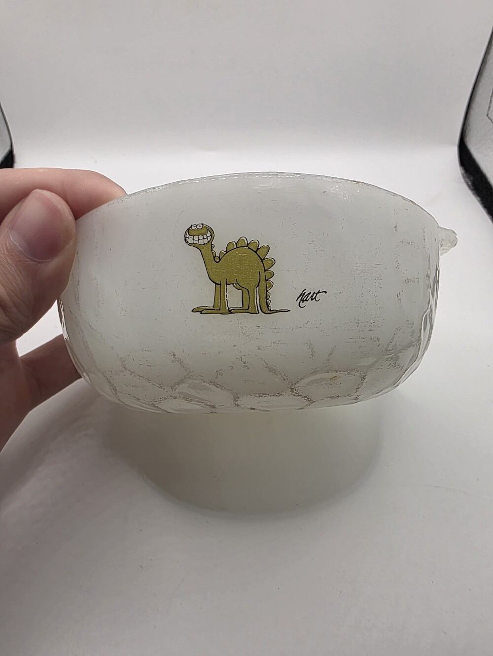 Vintage Anchor Hocking Fire-King Dinosaur Cereal Bowl Johnny Hart Grog Caveman